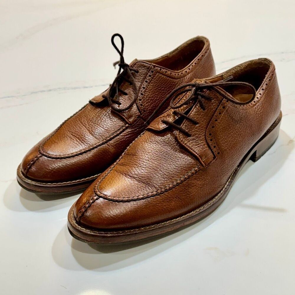 Alan Payne Brown Leather Split Toe Lug Sole Oxfords. Size 10.